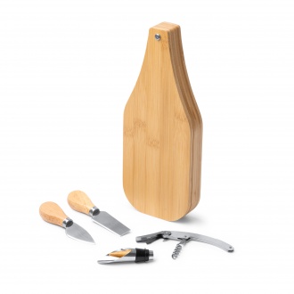 GAUDA - Wine and cheese set in bamboo and stainless steel