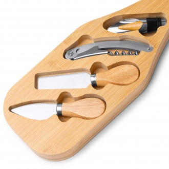 GAUDA - Wine and cheese set in bamboo and stainless steel
