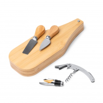 GAUDA - Wine and cheese set in bamboo and stainless steel
