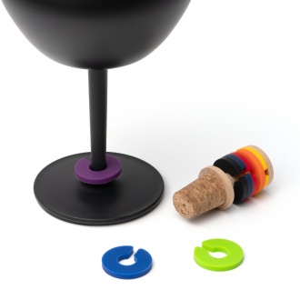 NOVIX - Bottle stopper with identification rings for glasses