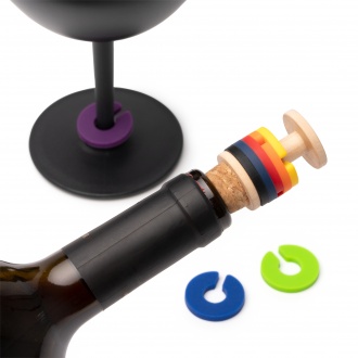 NOVIX - Bottle stopper with identification rings for glasses