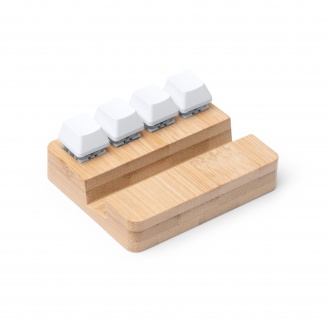CLINTON - Bamboo smartphone holder with anti-stress keys