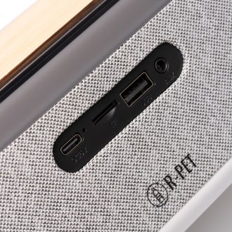 MORNIX - Wireless speaker with clock and lamp, bamboo and RPET case.