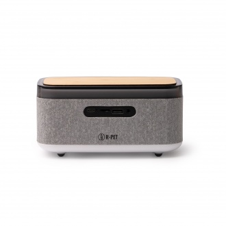 MORNIX - Wireless speaker with clock and lamp, bamboo and RPET case.