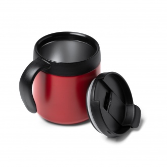 Vake - Double-walled mug made of recycled 304 stainless steel with a screw-on lid and handle. Capacity: 350 ml.