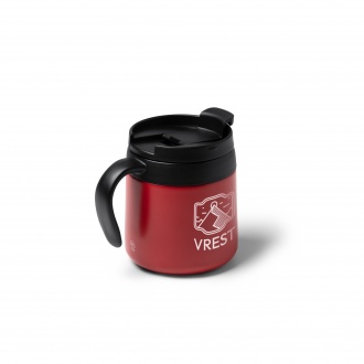 Vake - Double-walled mug made of recycled 304 stainless steel with a screw-on lid and handle. Capacity: 350 ml.