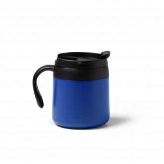 Vake - Double-walled mug made of recycled 304 stainless steel with a screw-on lid and handle. Capacity: 350 ml.