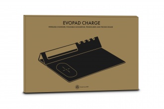 Evopad Charge Eco - Podkładka po mysz z ładowarką bezprzewodową & stojak na telefon wykonana z materiału RPET