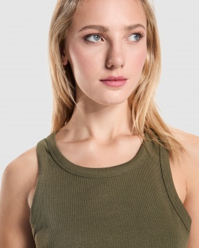 DRIBE - Damska prążkowana koszulka na ramiączkach (220 g/m², 95% bawełna)