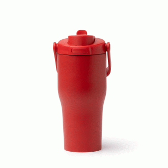 MAPET - Kubek termiczny ze stali nierdzewnej z recyklingu ze słomką i uchwytem, 550ml