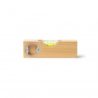 CIROK - Mała poziomica z bambusa z otwieraczem do butelek