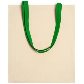 VENETO - Torba bawełniana z kolorowym uchwytem, 140 g/m²