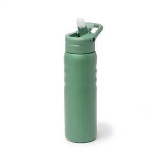 TUXLEY - Butelka z podwójnymi ściankami ze stali nierdzewnej z recyklingu, słomka i uchwyt, 710ml