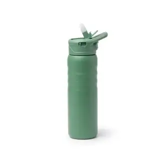 TUXLEY - Butelka z podwójnymi ściankami ze stali nierdzewnej z recyklingu, słomka i uchwyt, 710ml