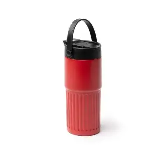 TUMBAT - Kubek termiczny z podwójnymi ściankami ze stali nierdzewnej z recyklingu, słomką i uchwytem, 600ml