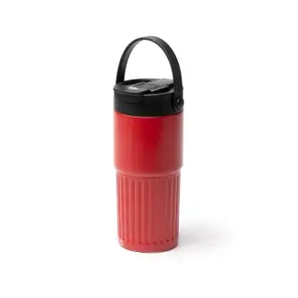TUMBAT - Kubek termiczny z podwójnymi ściankami ze stali nierdzewnej z recyklingu, słomką i uchwytem, 600ml