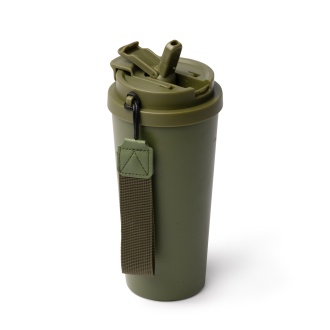 FOLNER - Kubek termiczny ze stali nierdzewnej z recyklingu, ze słomką i paskiem do przenoszenia, 500ml