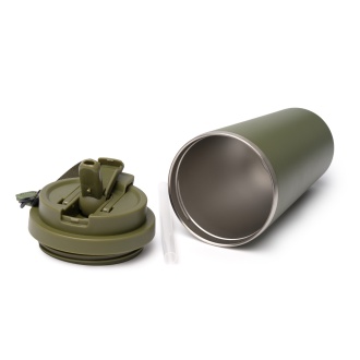 FOLNER - Kubek termiczny ze stali nierdzewnej z recyklingu, ze słomką i paskiem do przenoszenia, 500ml