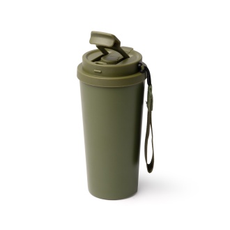 FOLNER - Kubek termiczny ze stali nierdzewnej z recyklingu, ze słomką i paskiem do przenoszenia, 500ml