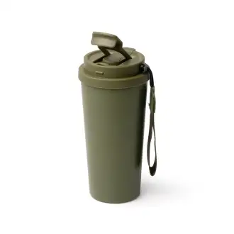 FOLNER - Kubek termiczny ze stali nierdzewnej z recyklingu, ze słomką i paskiem do przenoszenia, 500ml