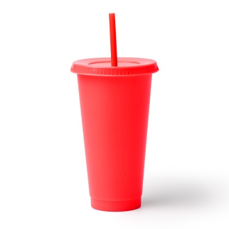 BAKY - Cup with lid and straw made from recycled PP, 710 ml