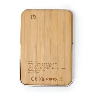 YOKAS - Powerbank, 5000mAh  z obudową z bambusa i magnetyczną ładowarką bezprzewodową