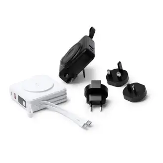 FREMONT - Powerbank bezprzewodowy (3w1) z kablem i adapterami do ładowania, 10 000 mAh