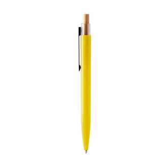DIKEN - Długopis z korpusem z ABS z recyklingu i bambusowym przyciskiem