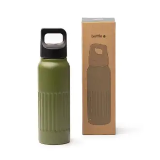 MORONI - Butelka z podwójnymi ściankami ze stali nierdzewnej z recyklingu z uchwytem i otwarciem na przycisk, 500ml