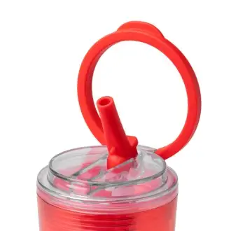 GRANT - Półprzezroczysty kubek z PS ze słomką i uchwytem, 670ml