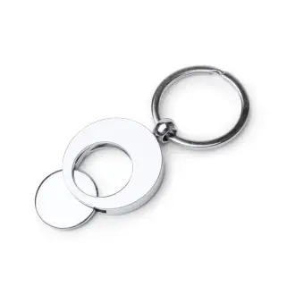 OKANE - Round metal keychain with a shopping cart token