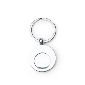 OKANE - Round metal keychain with a shopping cart token