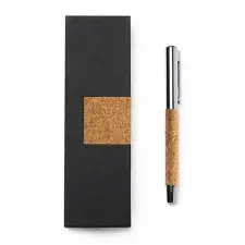 SUVER - Długopis z naturalnego korka i stali w eleganckim etui