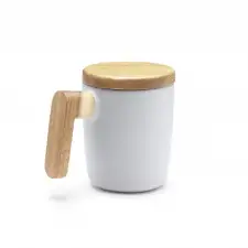 LOVET - Matowy ceramiczny kubek z bambusową pokrywką o pojemności 350ml