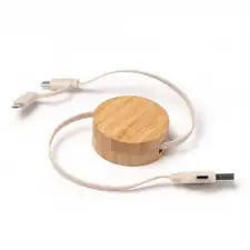 Garyk - Wysuwany kabel ładujący z główną konstrukcją wykonaną z bambusa i kabel z włókna pszennego.