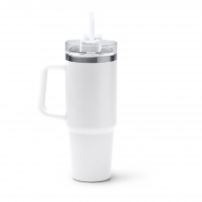 KRANSTON - Kubek termiczny 870ml ze stali nierdzewnej, pokrywka ze słomką
