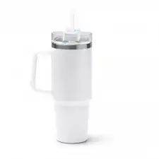 KRANSTON - Kubek termiczny 870ml ze stali nierdzewnej, pokrywka ze słomką