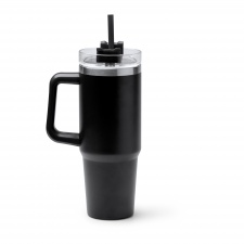 KRANSTON - Kubek termiczny 870ml ze stali nierdzewnej, pokrywka ze słomką