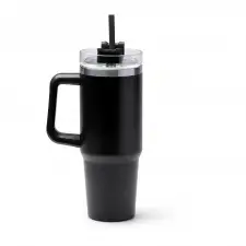 KRANSTON - Kubek termiczny 870ml ze stali nierdzewnej, pokrywka ze słomką
