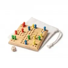 SISCAR - Drewniana gra Parcheesi (Chińczyk) z bawełnianym etui