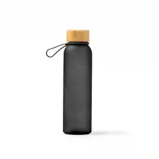 Voznan - Półprzezroczysta butelka wykonana ze szkła pochodzącego z recyklingu z bambusową zakrętką i uchwytem do przenoszenia, 500ml.