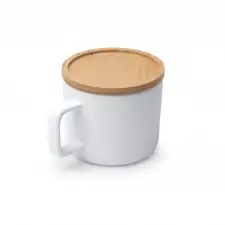 MOLOK - Kubek ceramiczny (350ml) z bambusową pokrywką