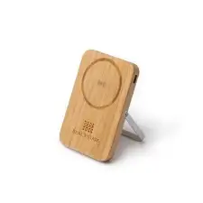 YOKAS - Powerbank, 5000mAh z obudową z bambusa i magnetyczną ładowarką bezprzewodową